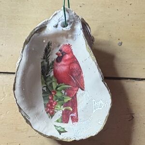 Cardinal Bird Oyster Shell Ornament